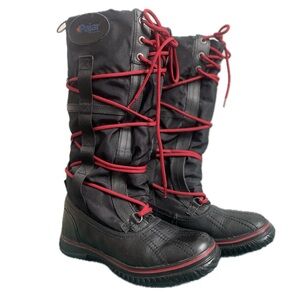 PAJAR Canada Tall Black Winter Boots Black & Red EUC EU 39 / W 8 - 8.5